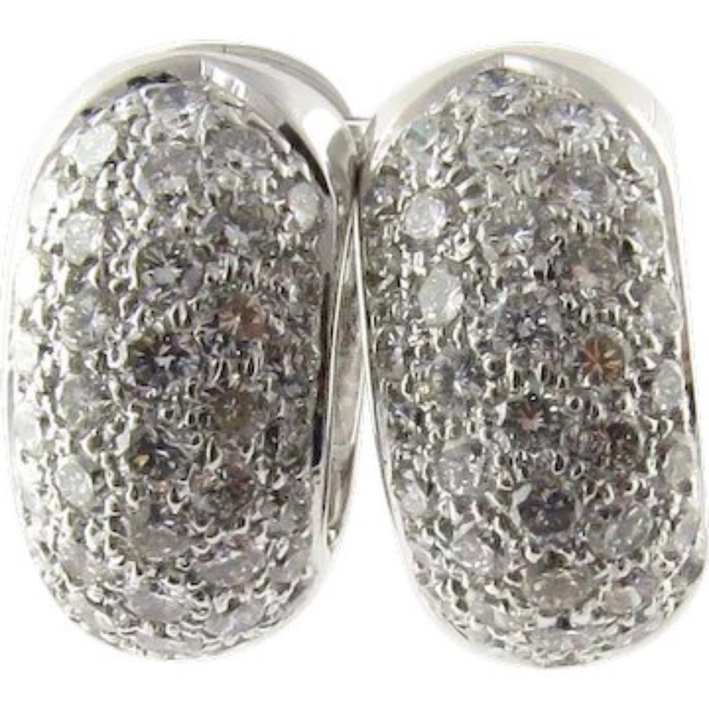 Vintage 14 Karat White Gold Diamond Huggie Earrings #3842
